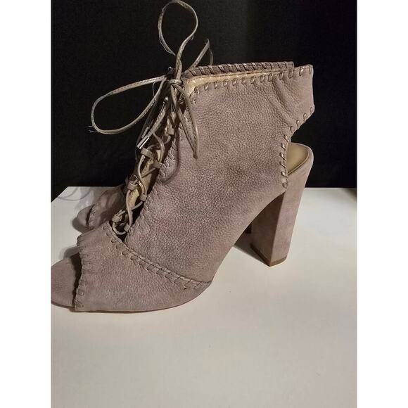 Womens Heels Enzo Angiolini Open Toe Boot Dress Shoes Beige, Size 9 - Picture 4 of 8